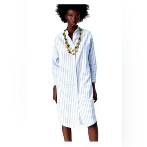 Zara Oversized Linen Blend Shirt Dress brand new without tags